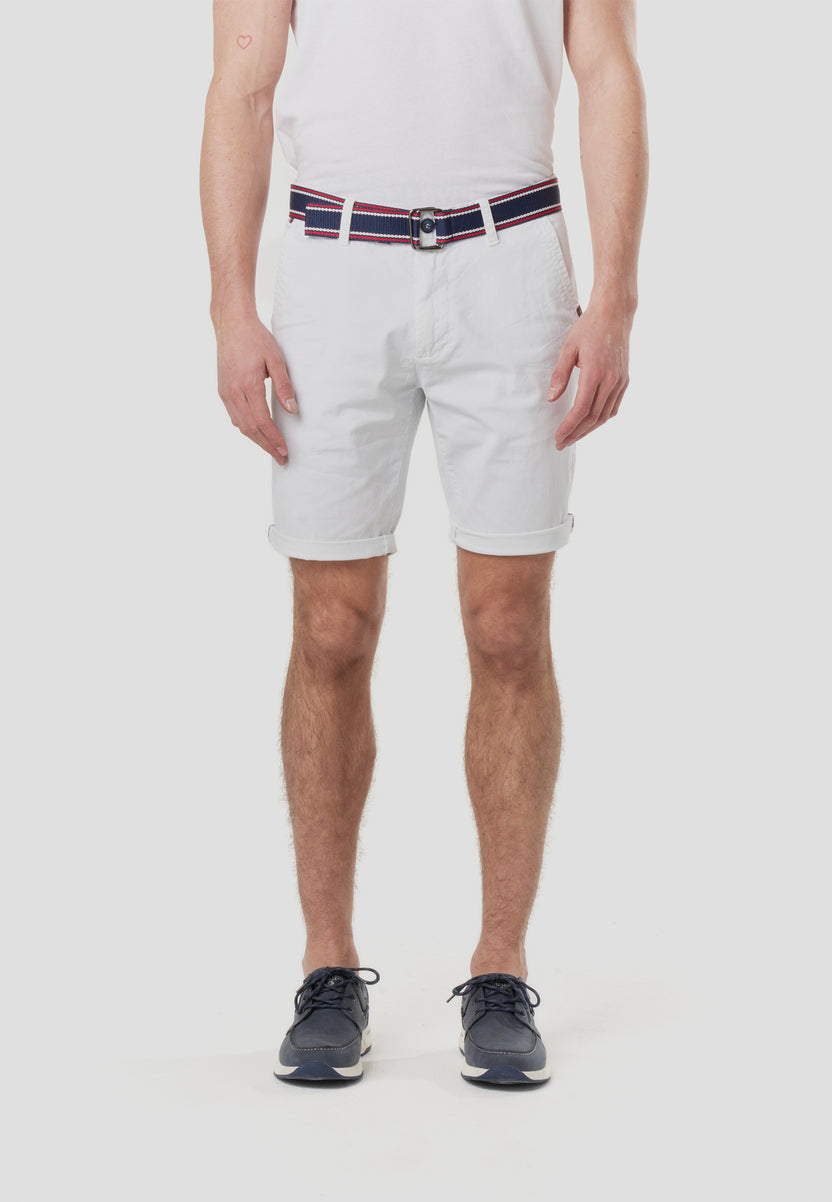 Bermuda chino náutico con cinturón hombre blanco - Koroshi 2611PS07