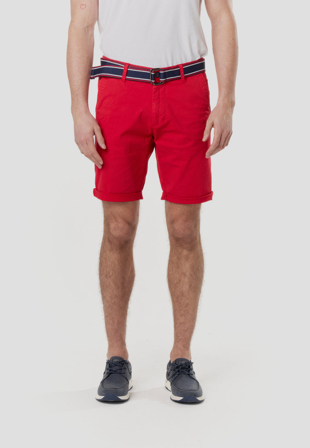 Bermuda chino nautici con cintura rossa da uomo - Koroshi 2611PS07