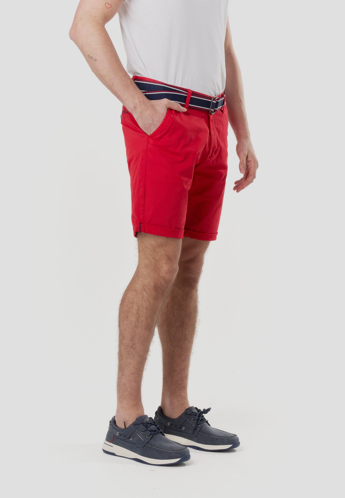 Bermuda chino nautici con cintura rossa da uomo - Koroshi 2611PS07