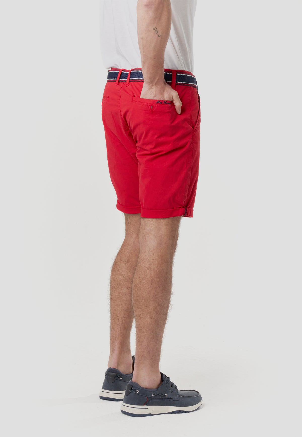Bermuda chino nautici con cintura rossa da uomo - Koroshi 2611PS07