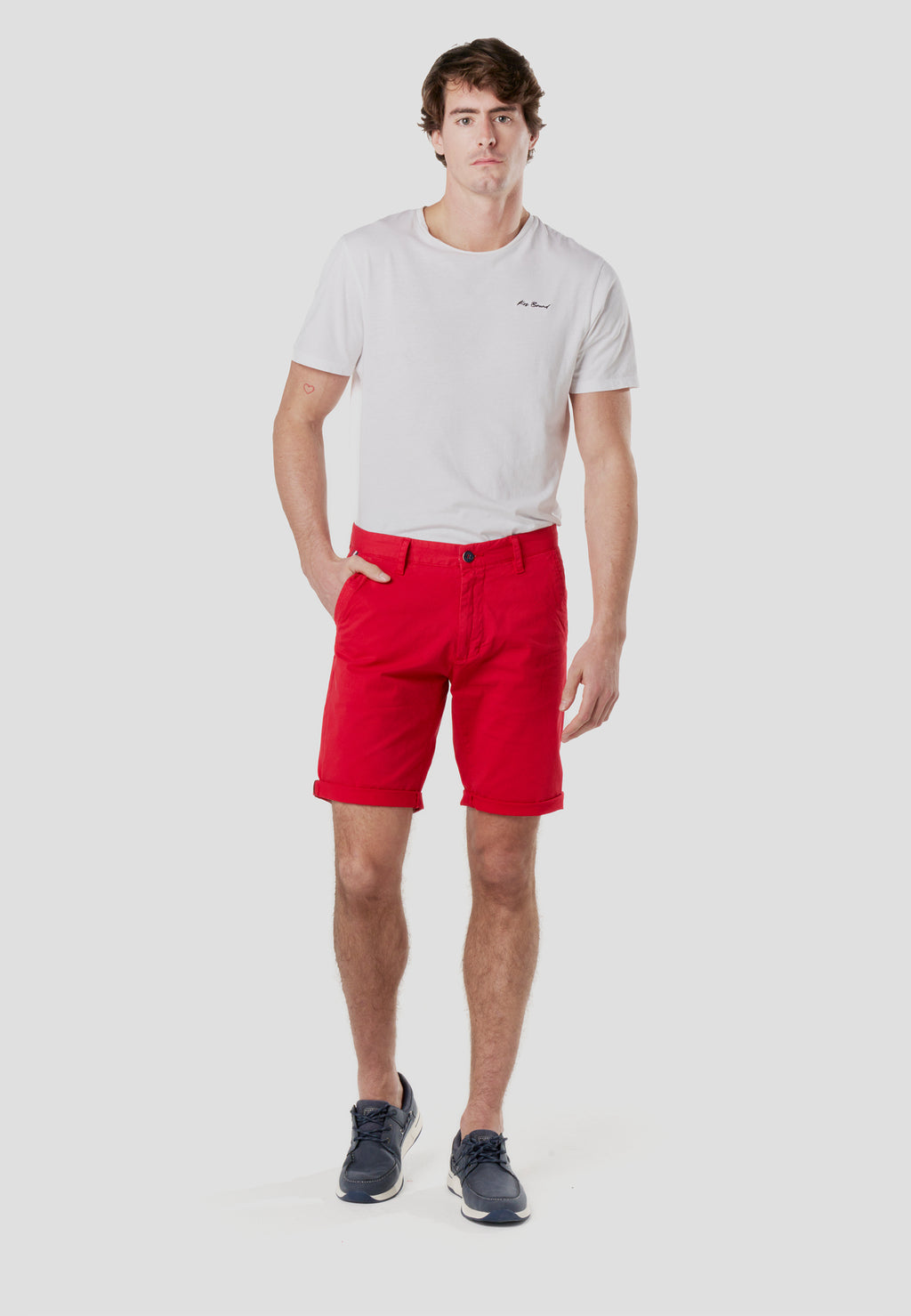 Bermuda chino nautici con cintura rossa da uomo - Koroshi 2611PS07