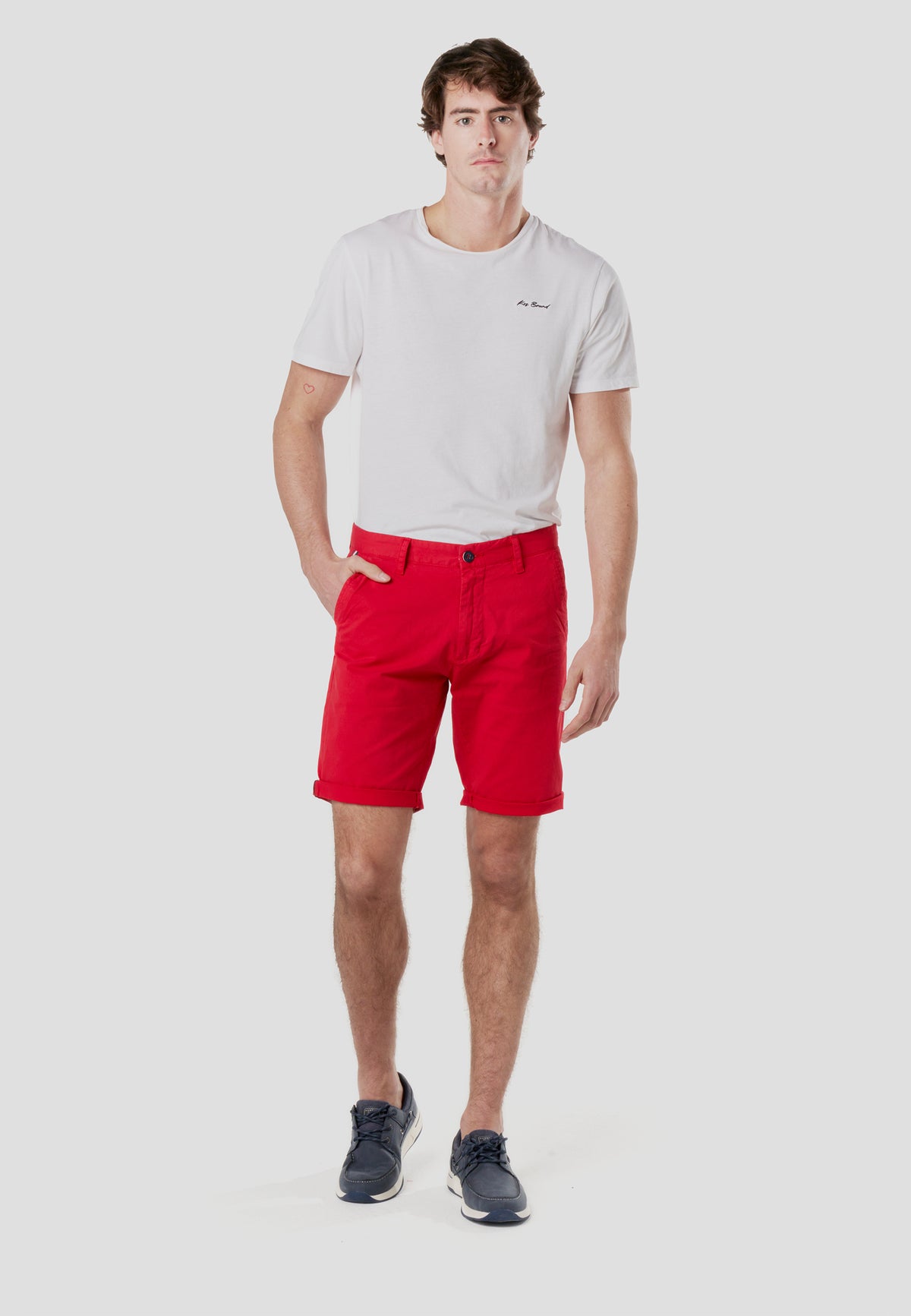 Bermuda chino nautici con cintura rossa da uomo - Koroshi 2611PS07