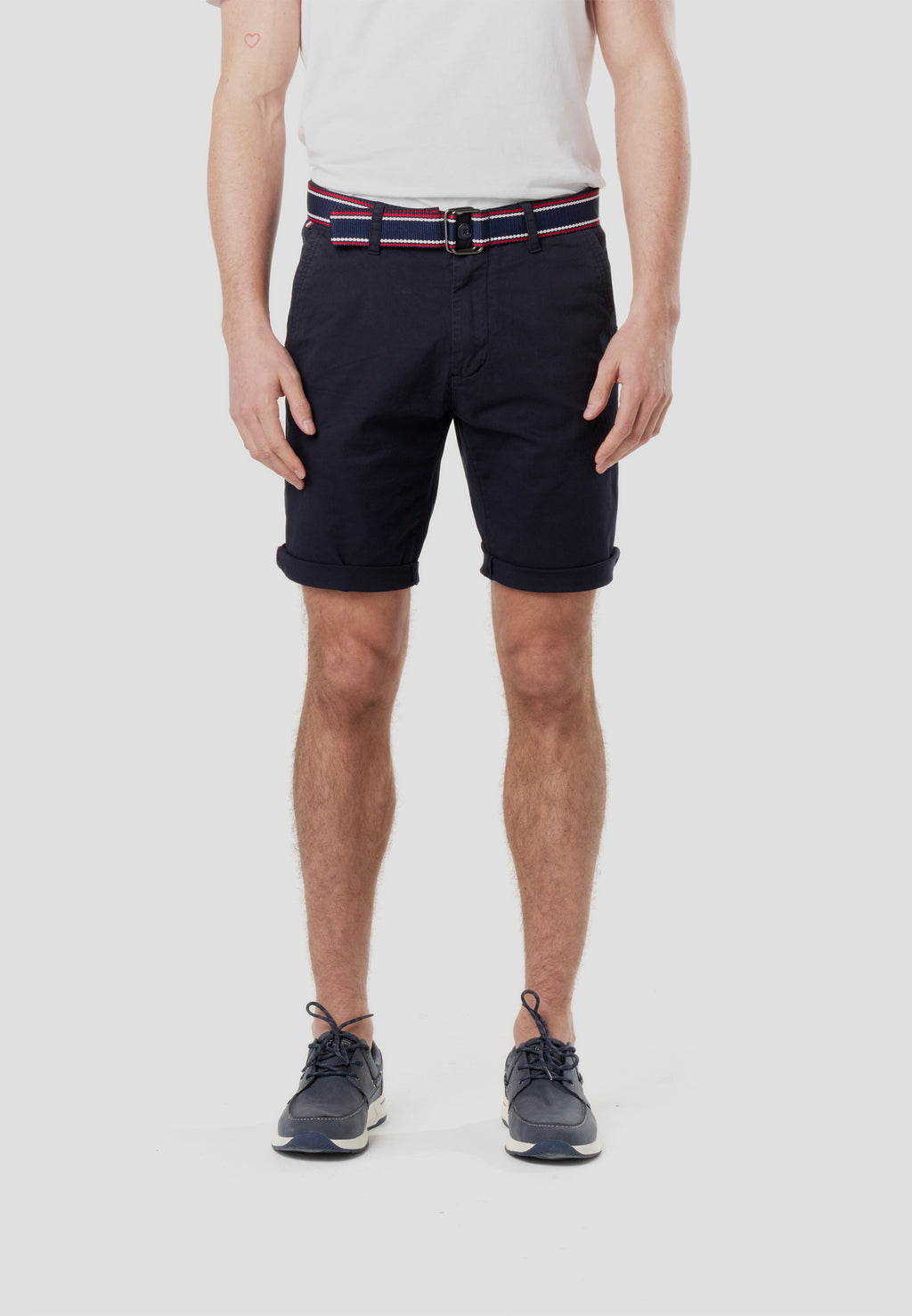 Pantaloncini chino nautici da uomo con cintura blu - Koroshi 2611PS07