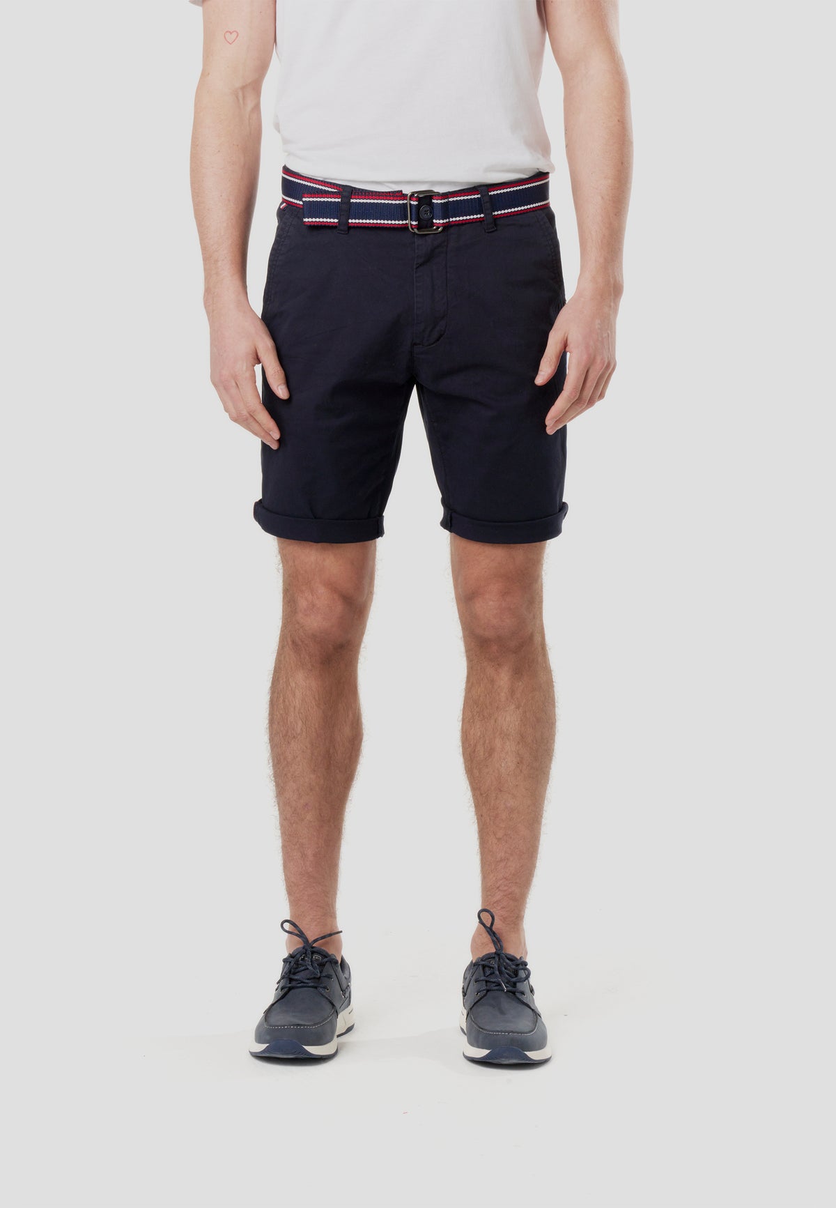 Pantaloncini chino nautici da uomo con cintura blu - Koroshi 2611PS07