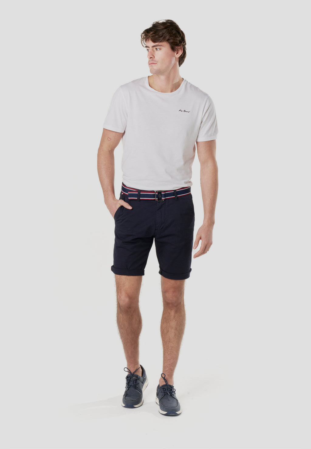 Pantaloncini chino nautici da uomo con cintura blu - Koroshi 2611PS07