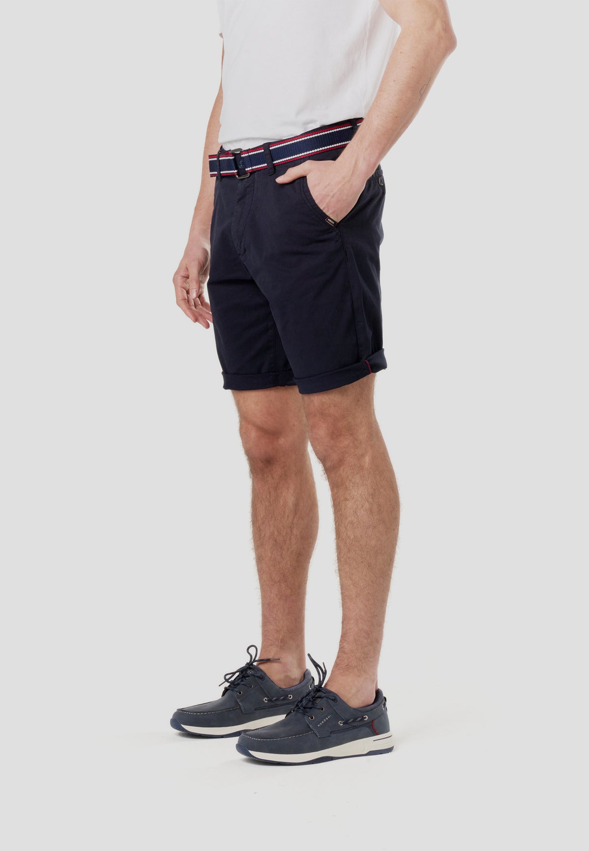 Pantaloncini chino nautici da uomo con cintura blu - Koroshi 2611PS07