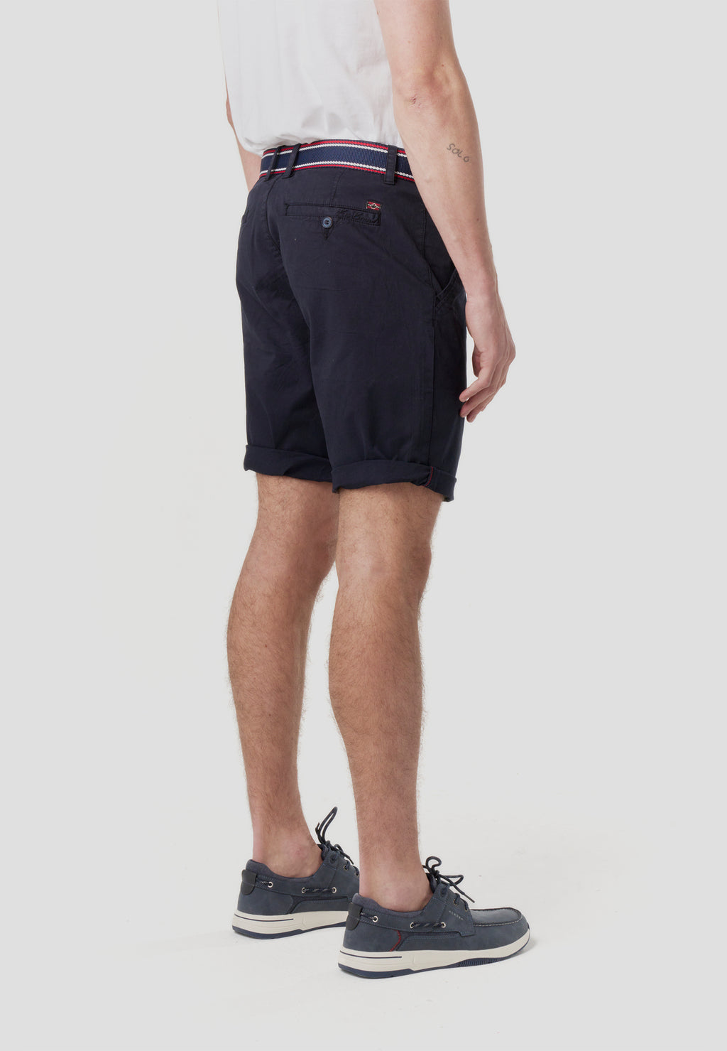 Pantaloncini chino nautici da uomo con cintura blu - Koroshi 2611PS07