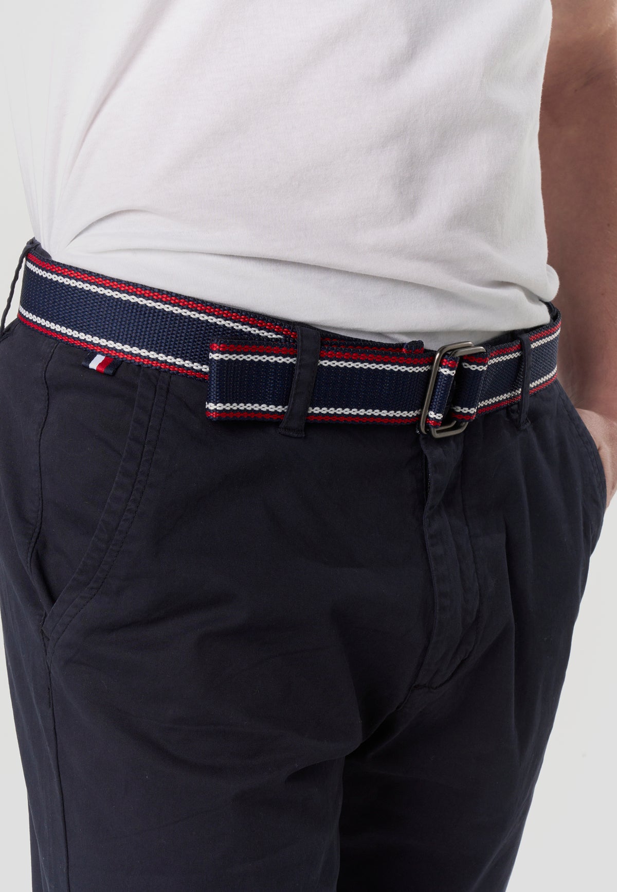 Pantaloncini chino nautici da uomo con cintura blu - Koroshi 2611PS07