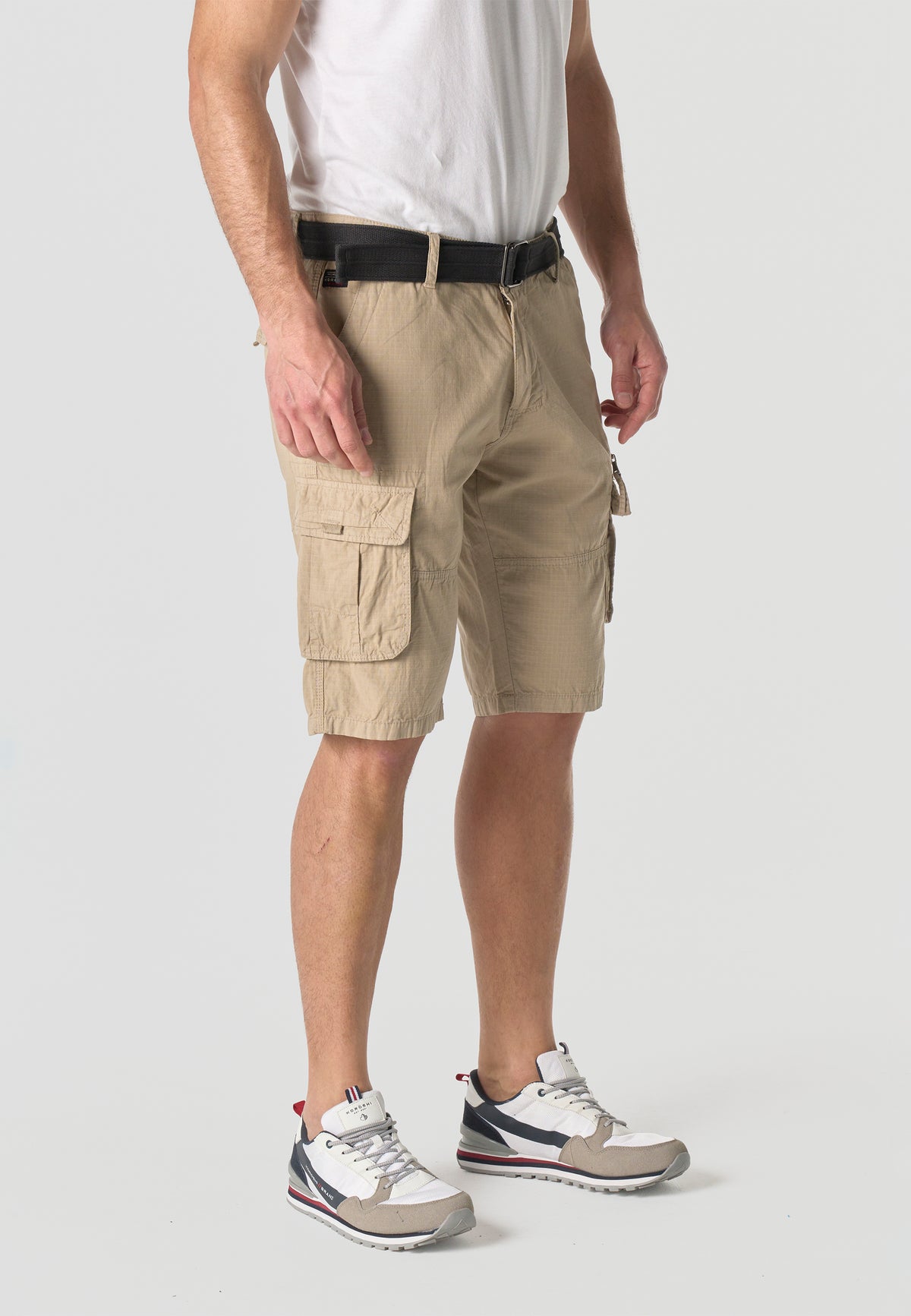 Lässige Cargo-Shorts aus Baumwolle für Herren in Beige – Koroshi 2611PS11