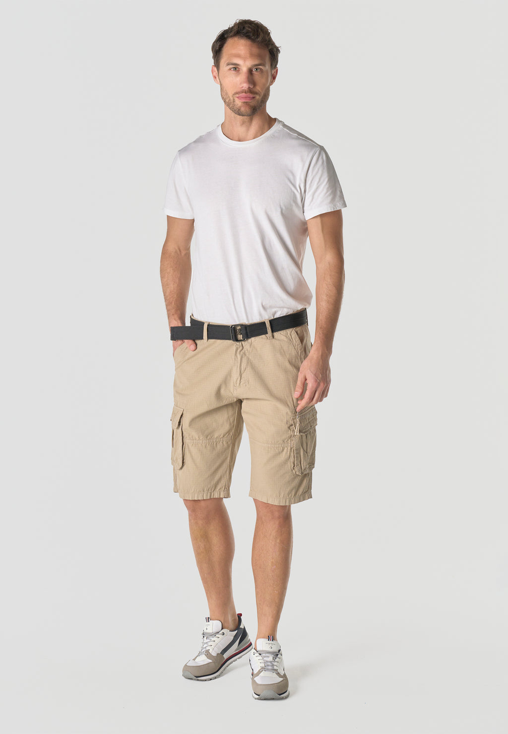 Lässige Cargo-Shorts aus Baumwolle für Herren in Beige – Koroshi 2611PS11