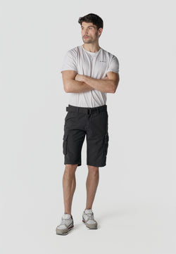 Men's relaxed cotton cargo shorts black - Koroshi 2611PS11