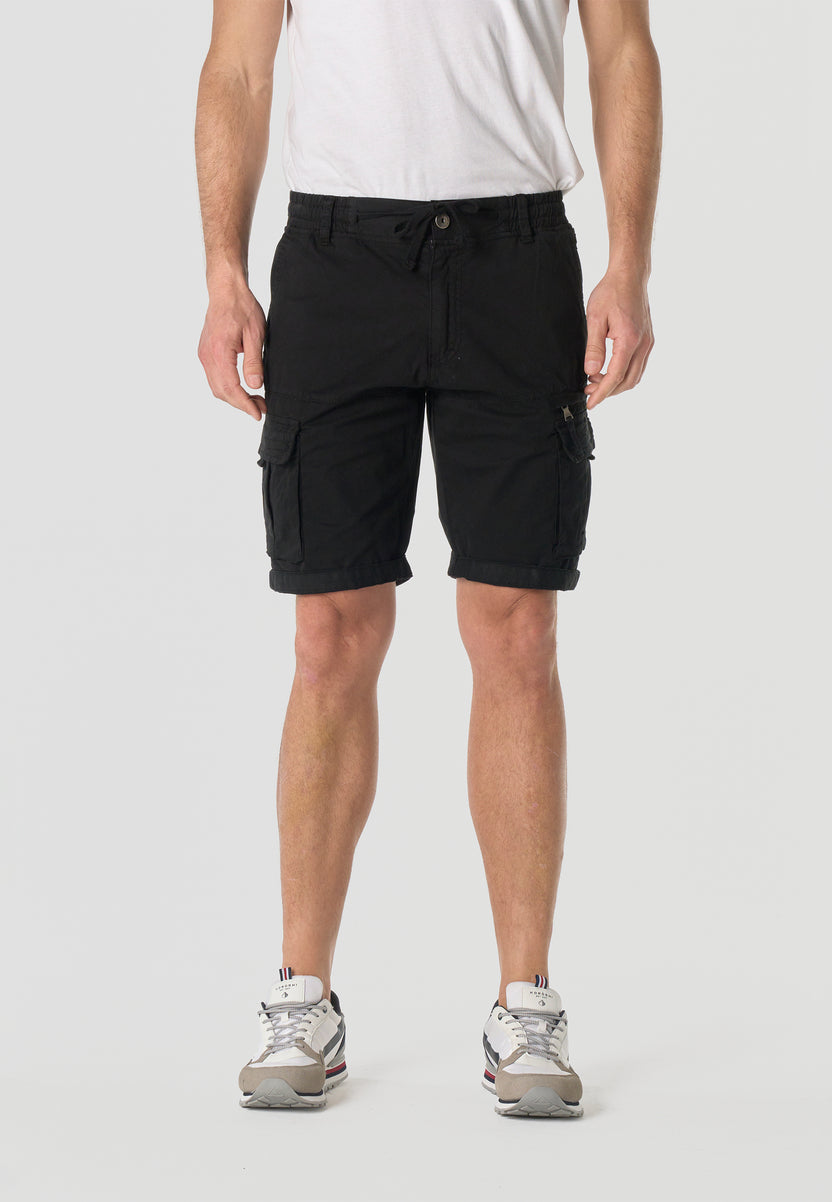 Bermuda cargo algodón relaxed hombre negro - Koroshi 2611PS12