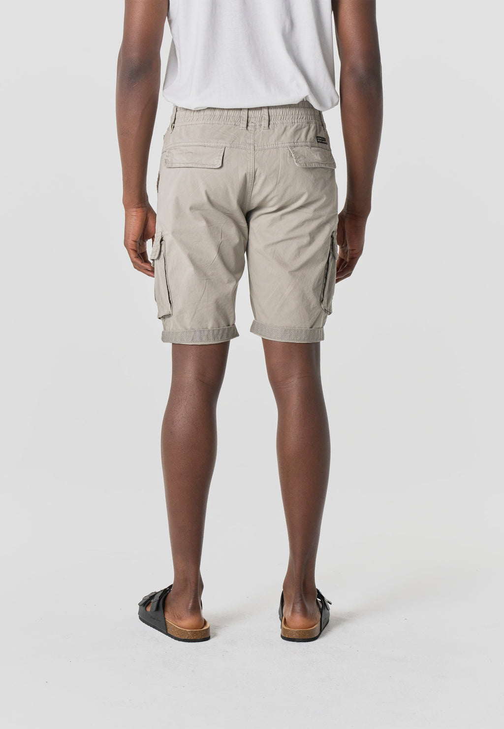 Men's relaxed cotton cargo shorts stone - Koroshi 2611PS12
