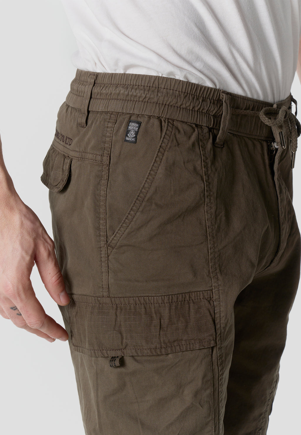 Short cargo décontracté en coton pour homme olive - Koroshi 2611PS13