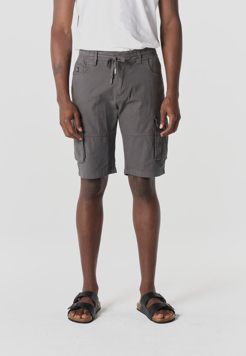 Men's relaxed cotton cargo shorts gray - Koroshi 2611PS17