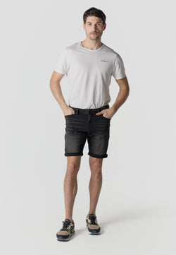 Men's regular denim shorts black - Koroshi 2611PS26