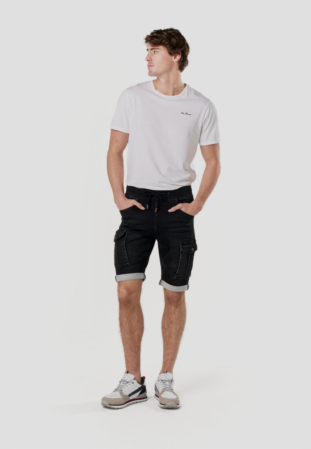 Short jogger càrrec denim home negre black denim - Koroshi 2611PS86