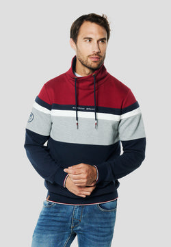 Red men's color block turtleneck sweatshirt - Koroshi 2611SU14