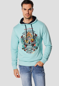 Light green men's printed hoodie - Koroshi 2611SU19