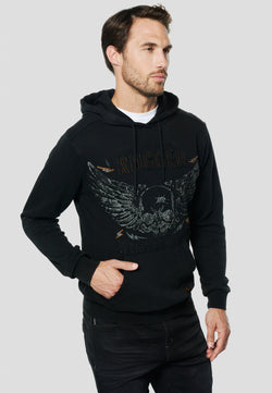 Black men's printed hoodie - Koroshi 2611SU23