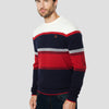 Stripes-block crew sweater for men