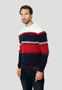 Maglione girocollo color block da uomo blu navy - Koroshi 2611TR08