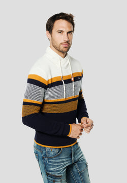 Ecru men's knitted turtleneck sweater - Koroshi 2611TR09