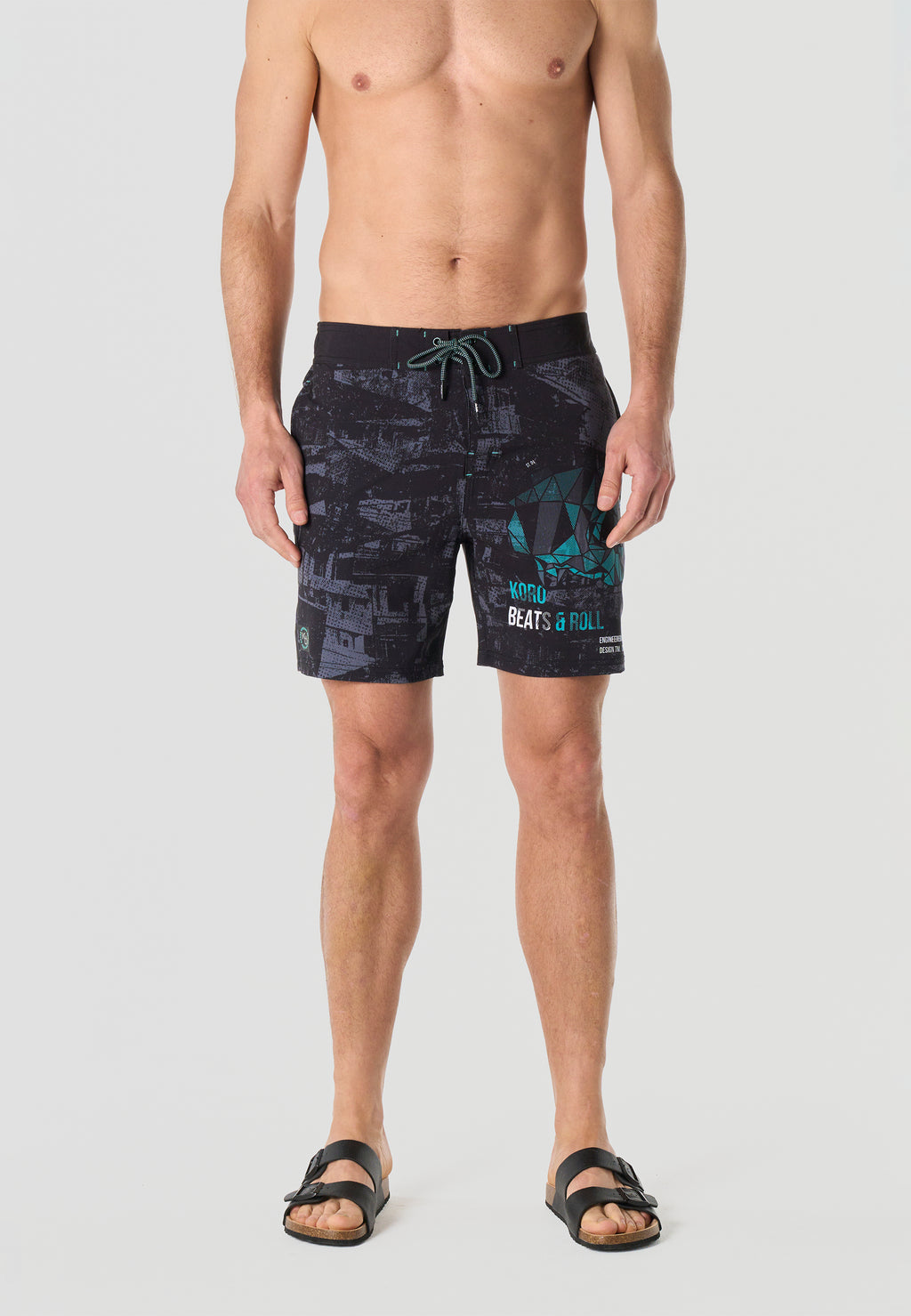 Bañador surfero estampado hombre gris - Koroshi 2611WA01