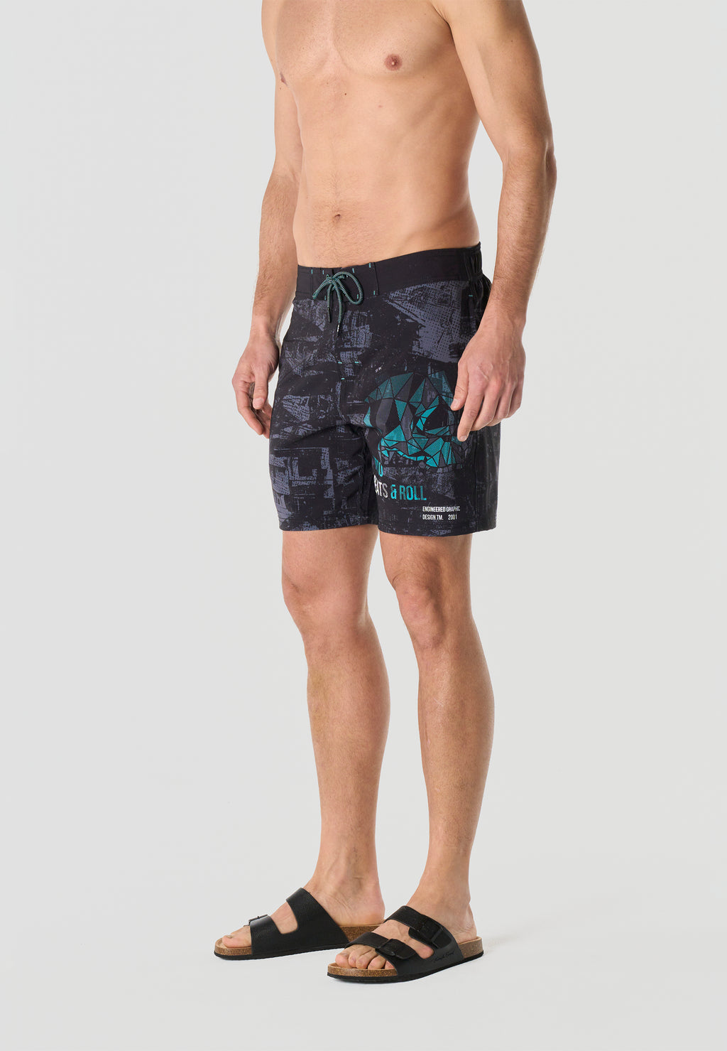 Bañador surfero estampado hombre gris - Koroshi 2611WA01