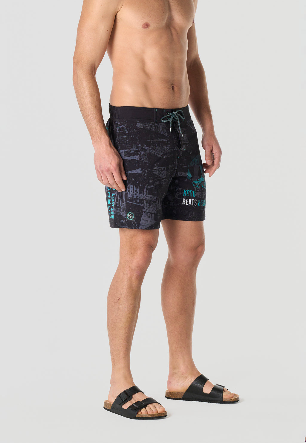 Bañador surfero estampado hombre gris - Koroshi 2611WA01