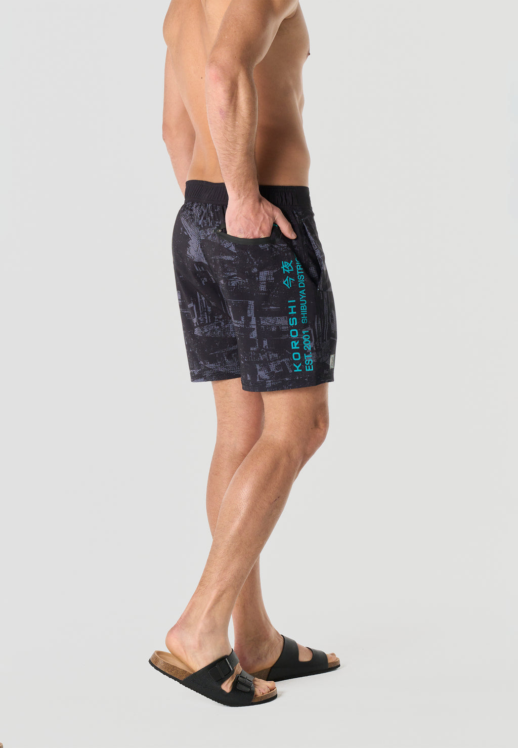 Bañador surfero estampado hombre gris - Koroshi 2611WA01