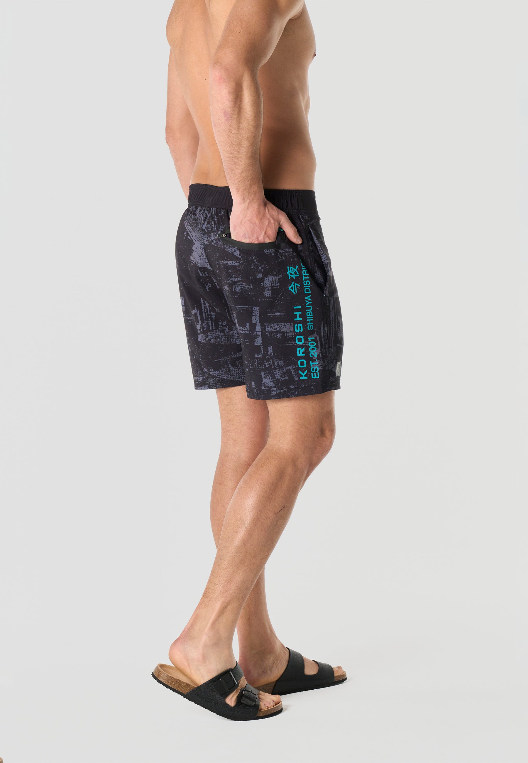 Bañador surfero estampado hombre gris - Koroshi 2611WA01