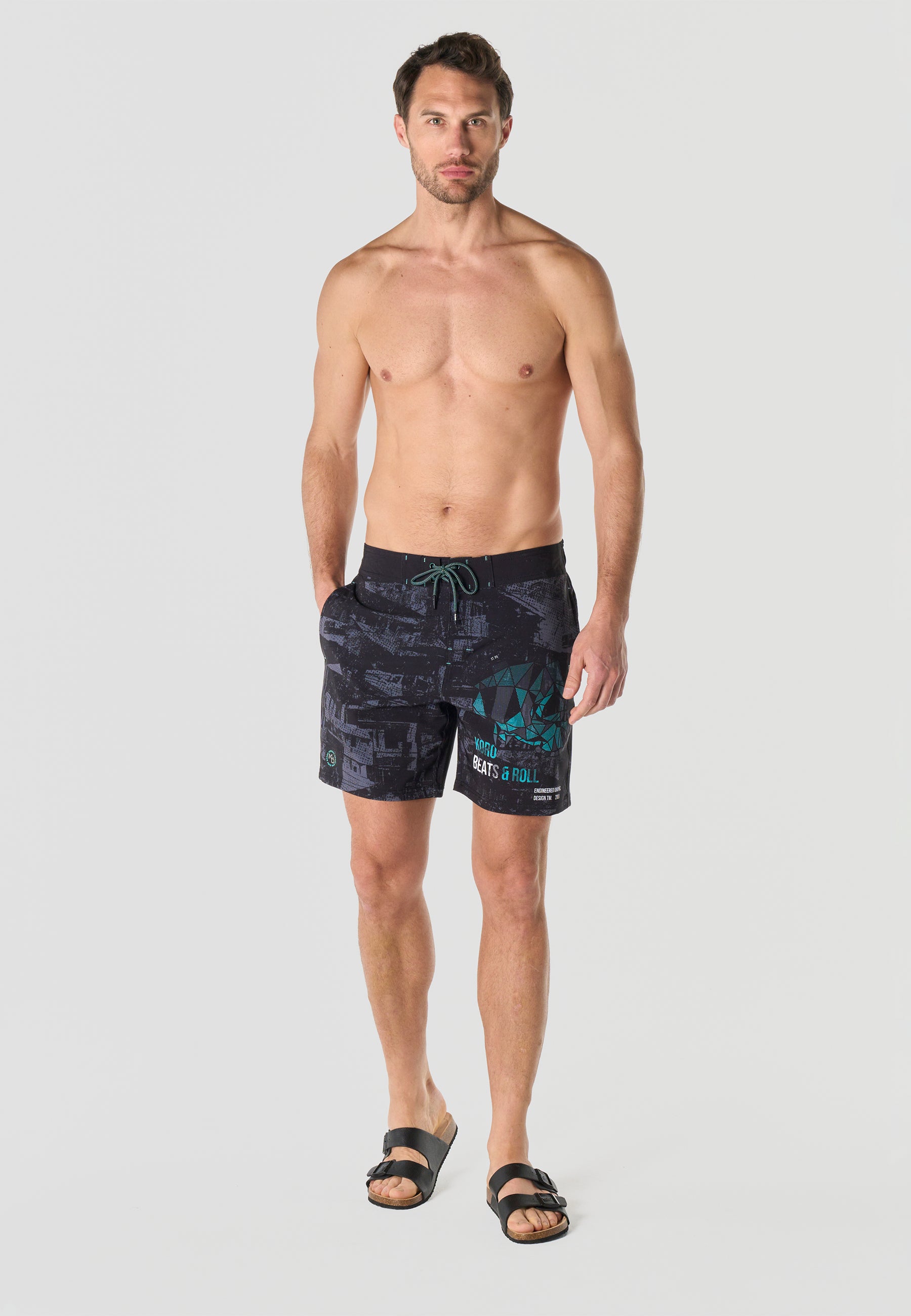 Bañador surfero estampado hombre gris - Koroshi 2611WA01