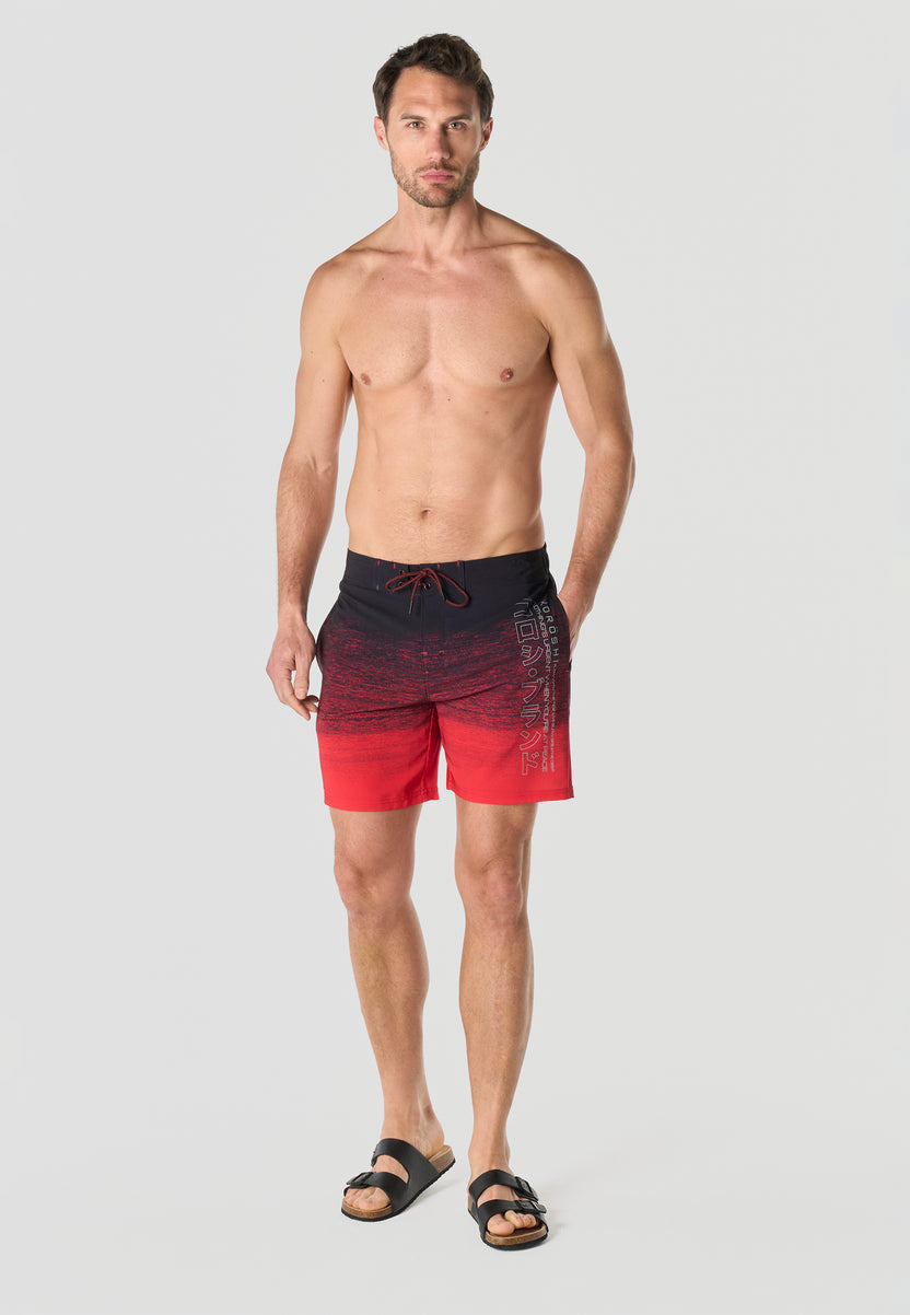 Roter Herren-Surf-Badeanzug mit Farbverlauf – Koroshi 2611WA06