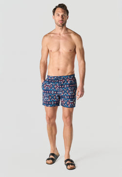 Navy ethnic men's short swimsuit - Koroshi 2611WA09
