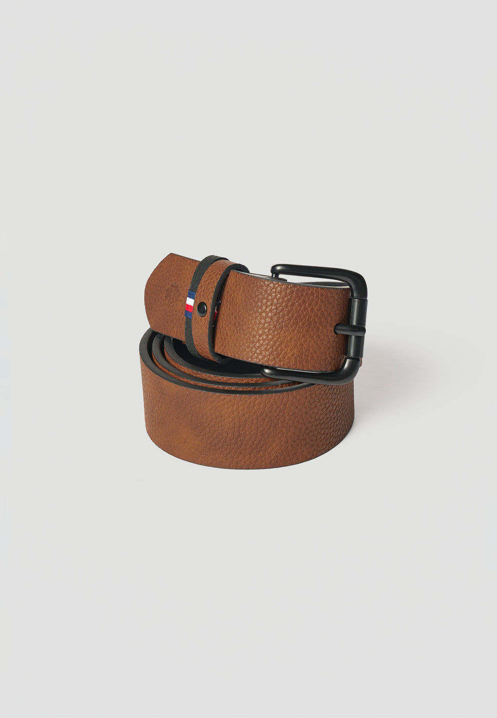 Men's brown textured leatherette belt - Koroshi 2611ZC08