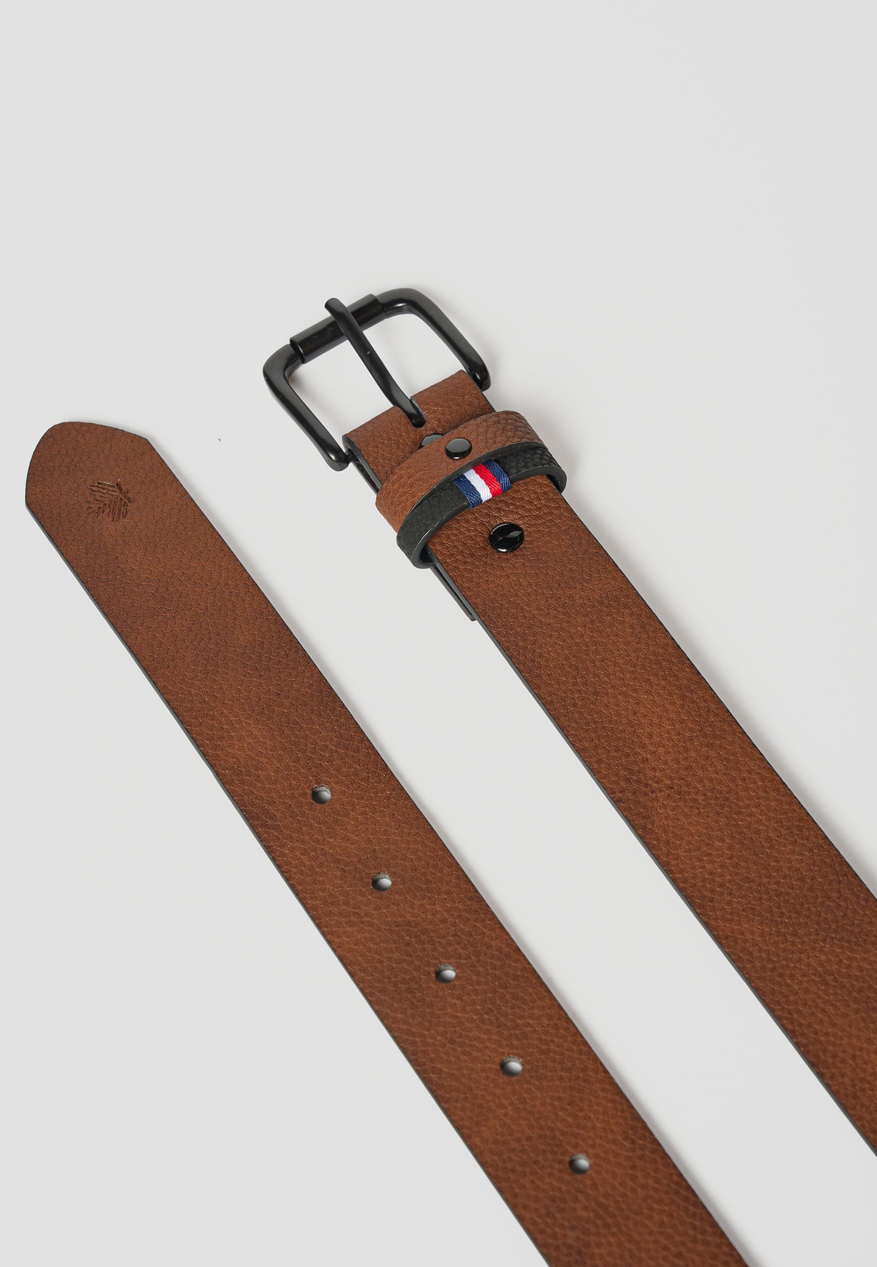 Men's brown textured leatherette belt - Koroshi 2611ZC08