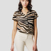 Women's short sleeve shirt - Brown animal print