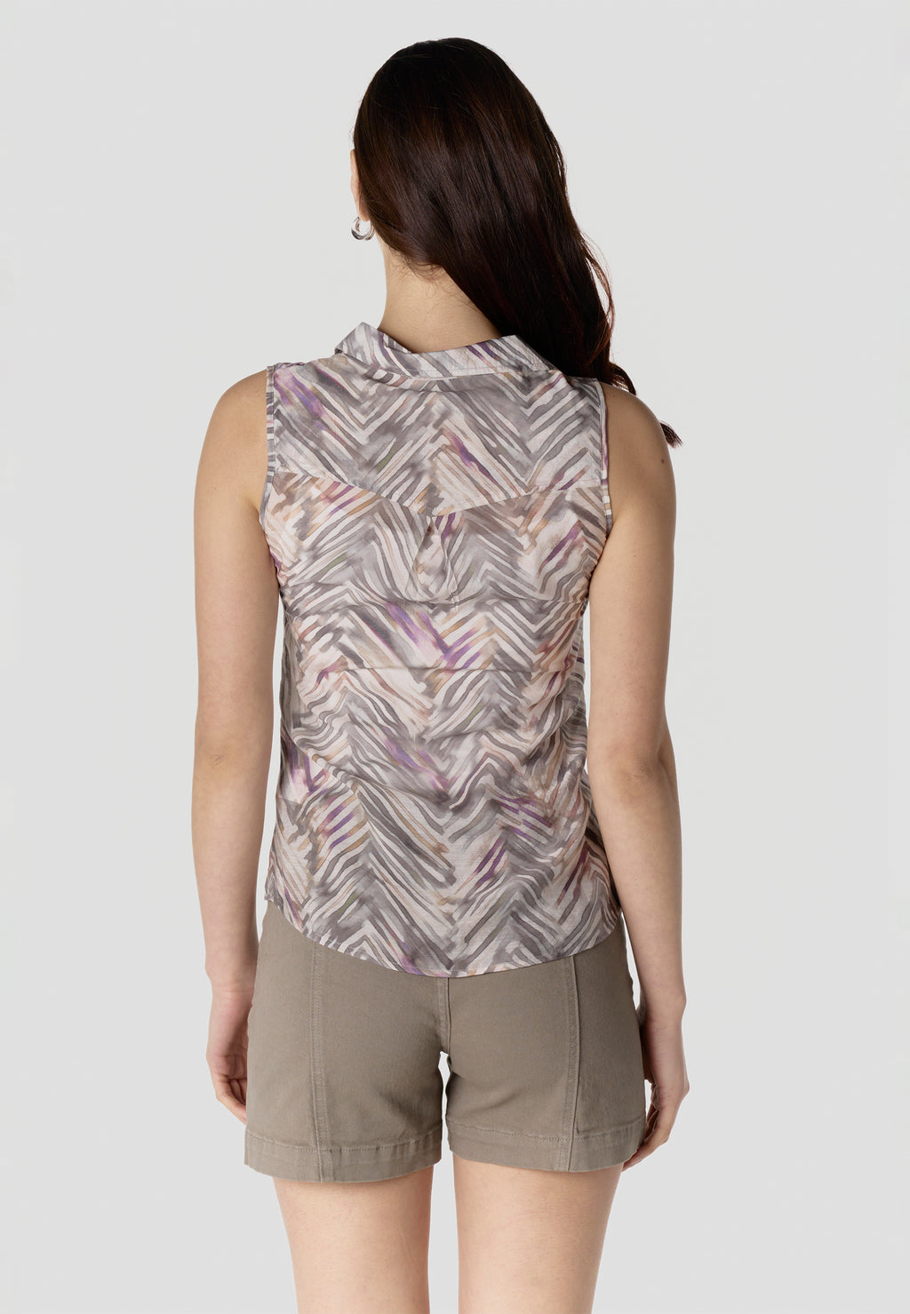 Camisa sin mangas estampada viscosa mujer gris - Koroshi 2612BL79