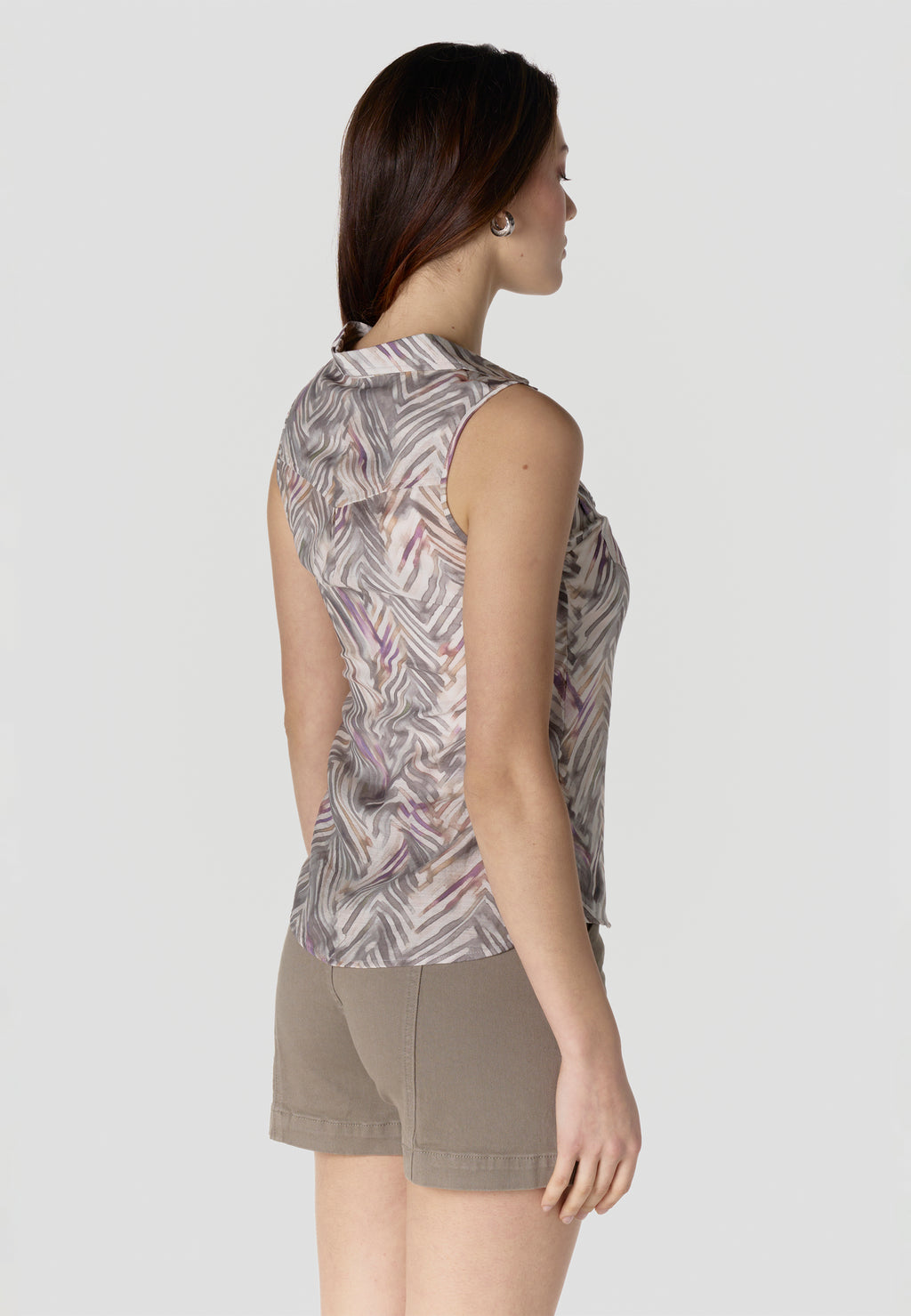 Camisa sin mangas estampada viscosa mujer gris - Koroshi 2612BL79