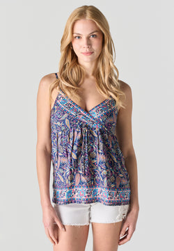 Blusa tirantes saten escote cruzado mujer navy - Koroshi 2612BL97