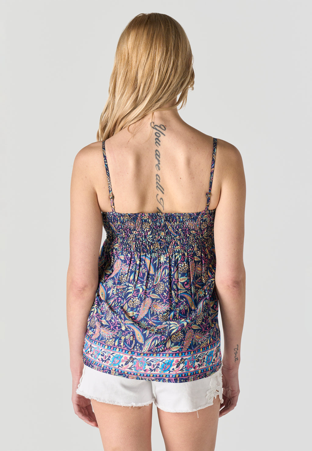 Blouse bustier en satin à encolure croisée pour femme marine - Koroshi 2612BL97