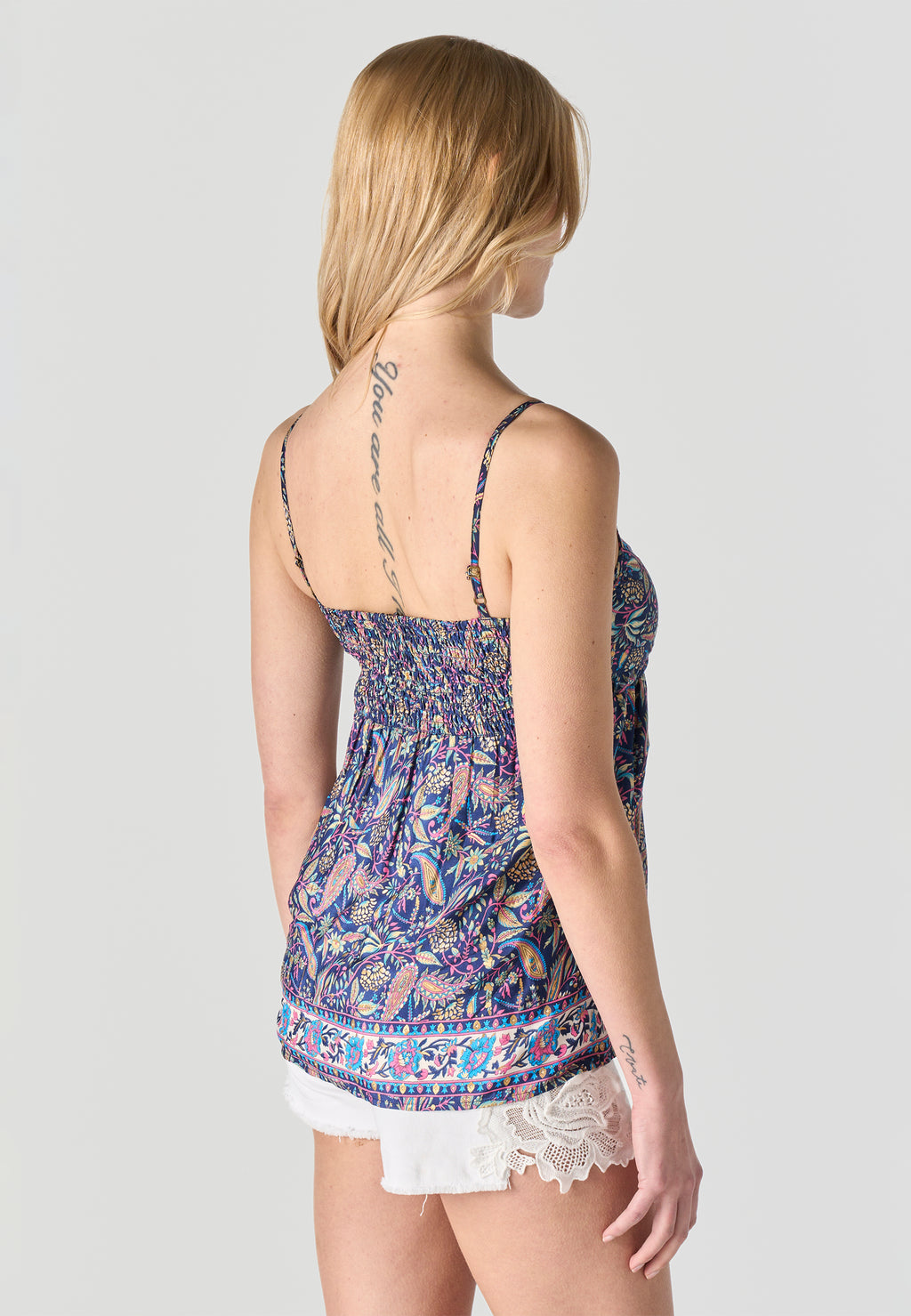 Blouse bustier en satin à encolure croisée pour femme marine - Koroshi 2612BL97
