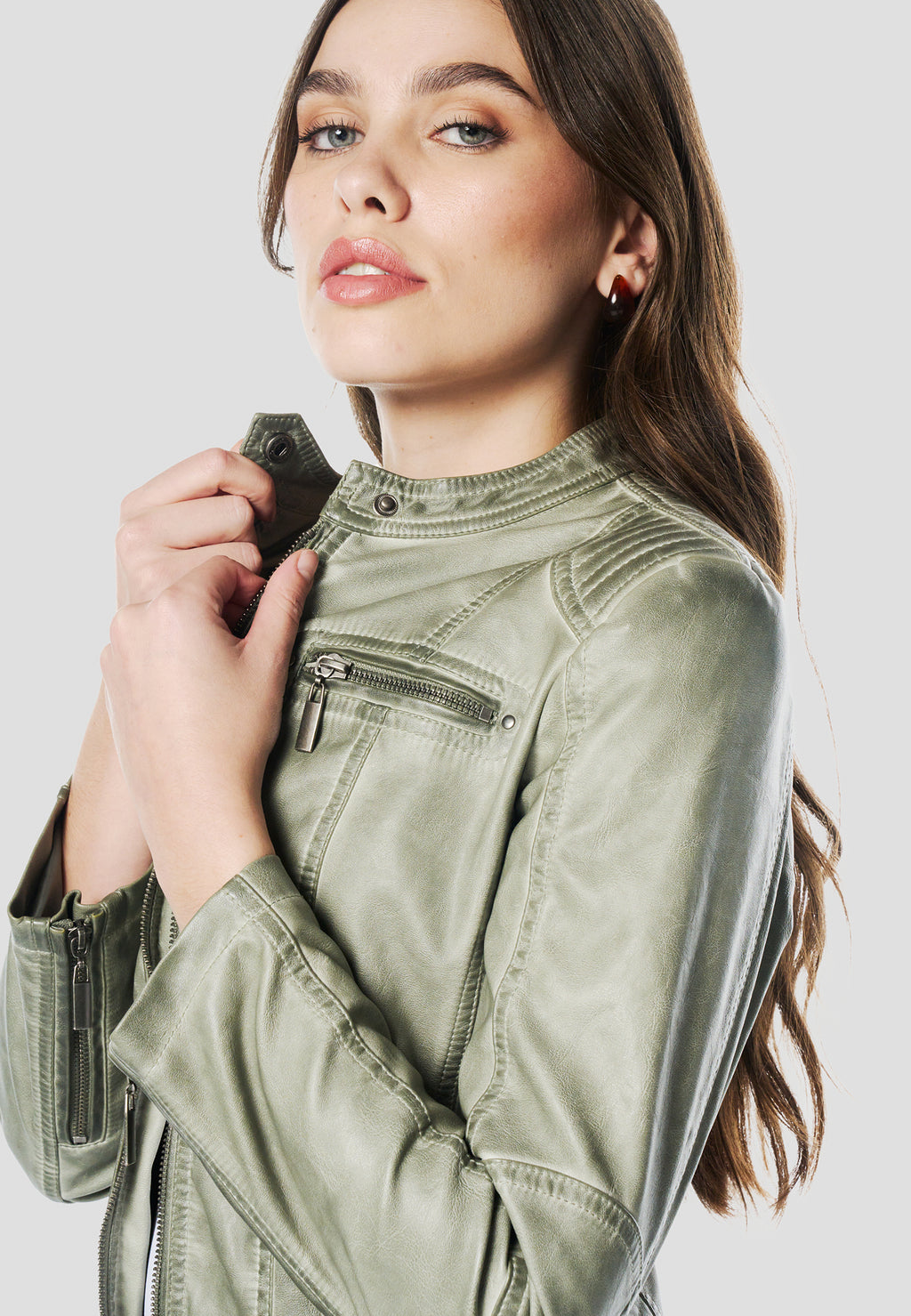 Chaqueta Cazadora motera efecto piel para mujer