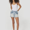 Women's embroidered denim shorts
