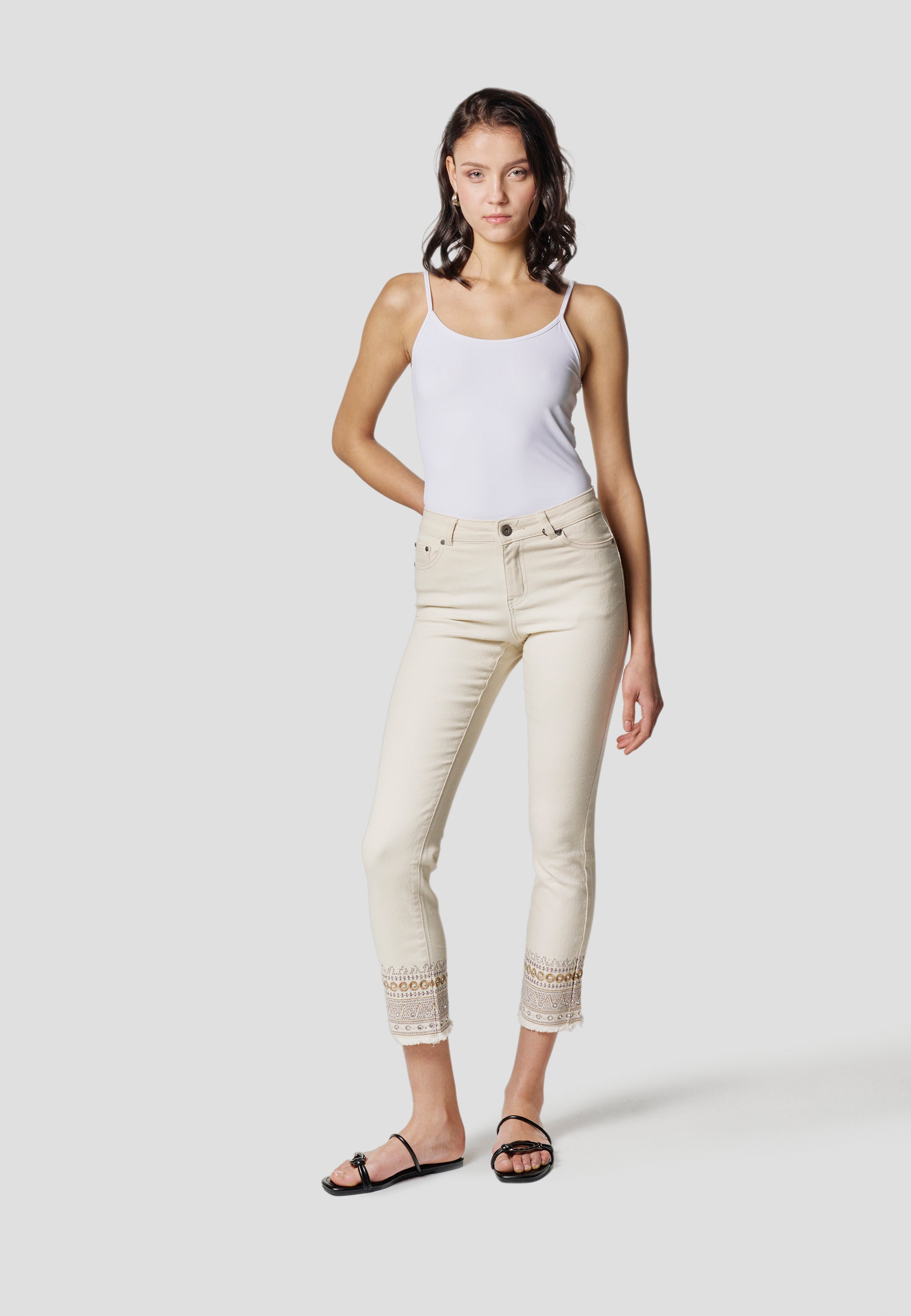 Jeans algodon cropped para mujer