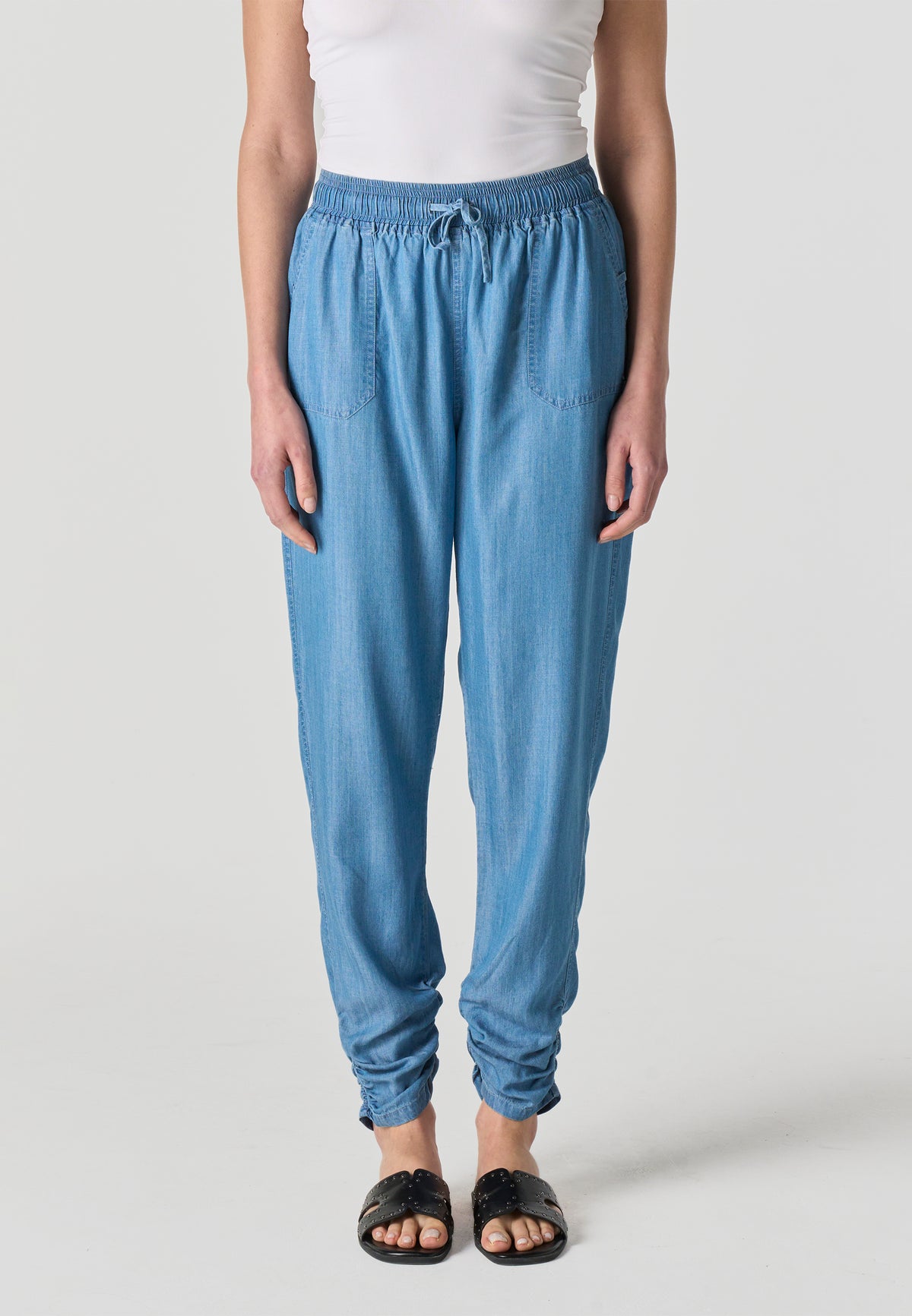 Pantalon jogger lyocell femme bleu moyen - Koroshi 2612PT86