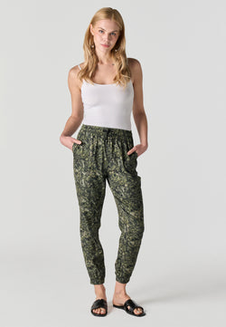 Khaki women's printed jogger pants - Koroshi 2612PT88