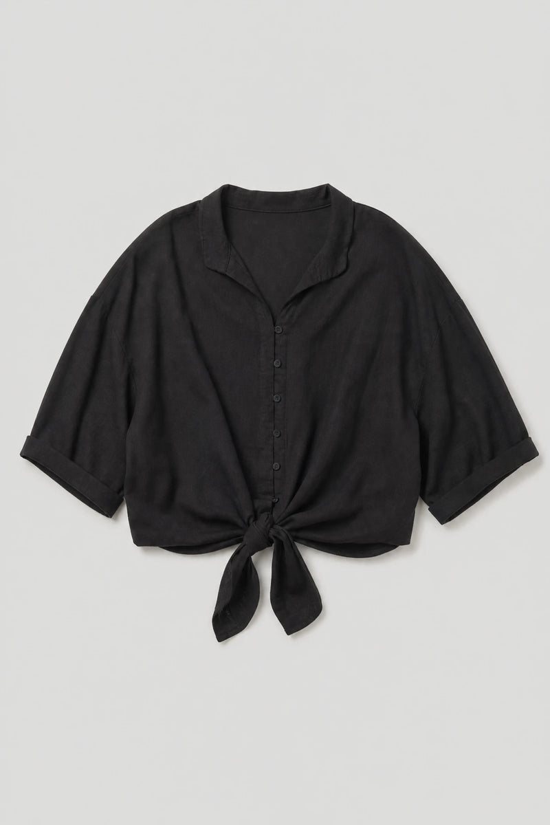 Women's short sleeve linen shirt