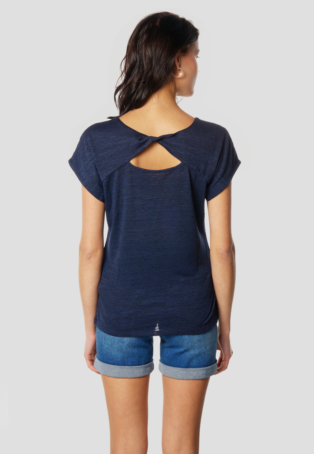T-shirt manches courtes femme bleu marine logo pailleté - Koroshi 2612TP29